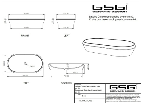 GSG umywalka owalna 80cm CRUISE bicolour