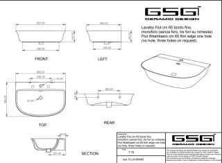 GSG umywalka 65cm FLUT denim połysk