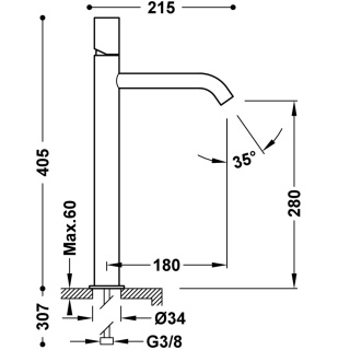 Tres bateria umywalkowa XL STUDY czarny mat