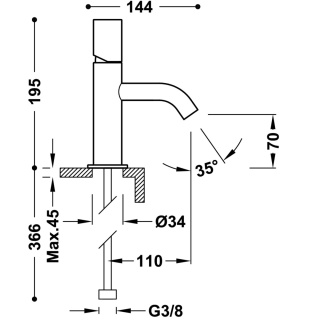 Tres bateria umywalkowa STUDY złoto