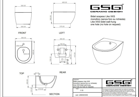 GSG bidet wiszący XXS LIKE denim połysk