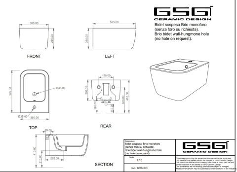 GSG bidet wiszący BRIO sabbia