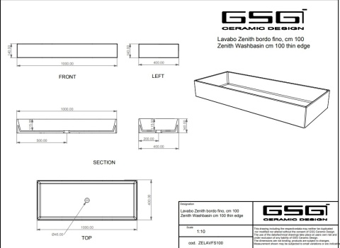 GSG umywalka 100cm BRIO ice