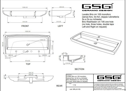 GSG umywalka 105cm BRIO biały mat