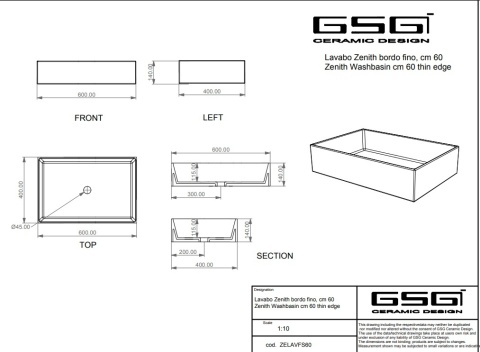 GSG umywalka 60cm BRIO sabbia