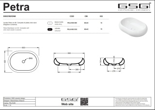 GSG umywalka 60cm PETRA biały połysk